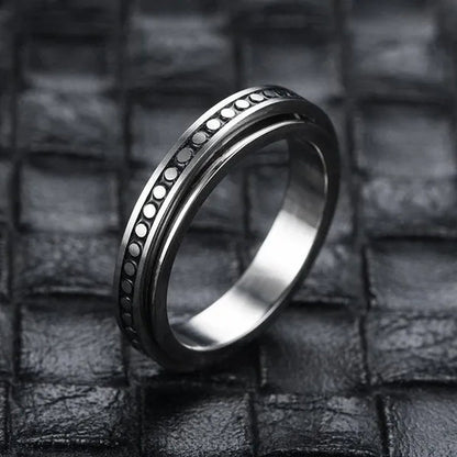 Couple Rings Rotatable Fidget Rings Stainless Steel Sun Moon Star Dot Waves Cat Pattern Spinner Ring Jewelry Gift for Women Men Boyfriend Girlfriend