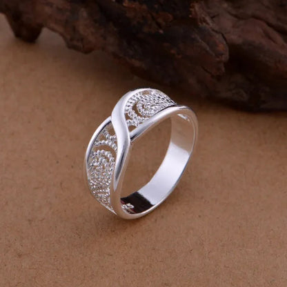 Gorgeous Rounded Hollow Shiny Ring Wholesale Price Fashion 925 Jewelry 925 Sterling Silver Rings for women Engagemetn/Wedding Party Jewelry Gift