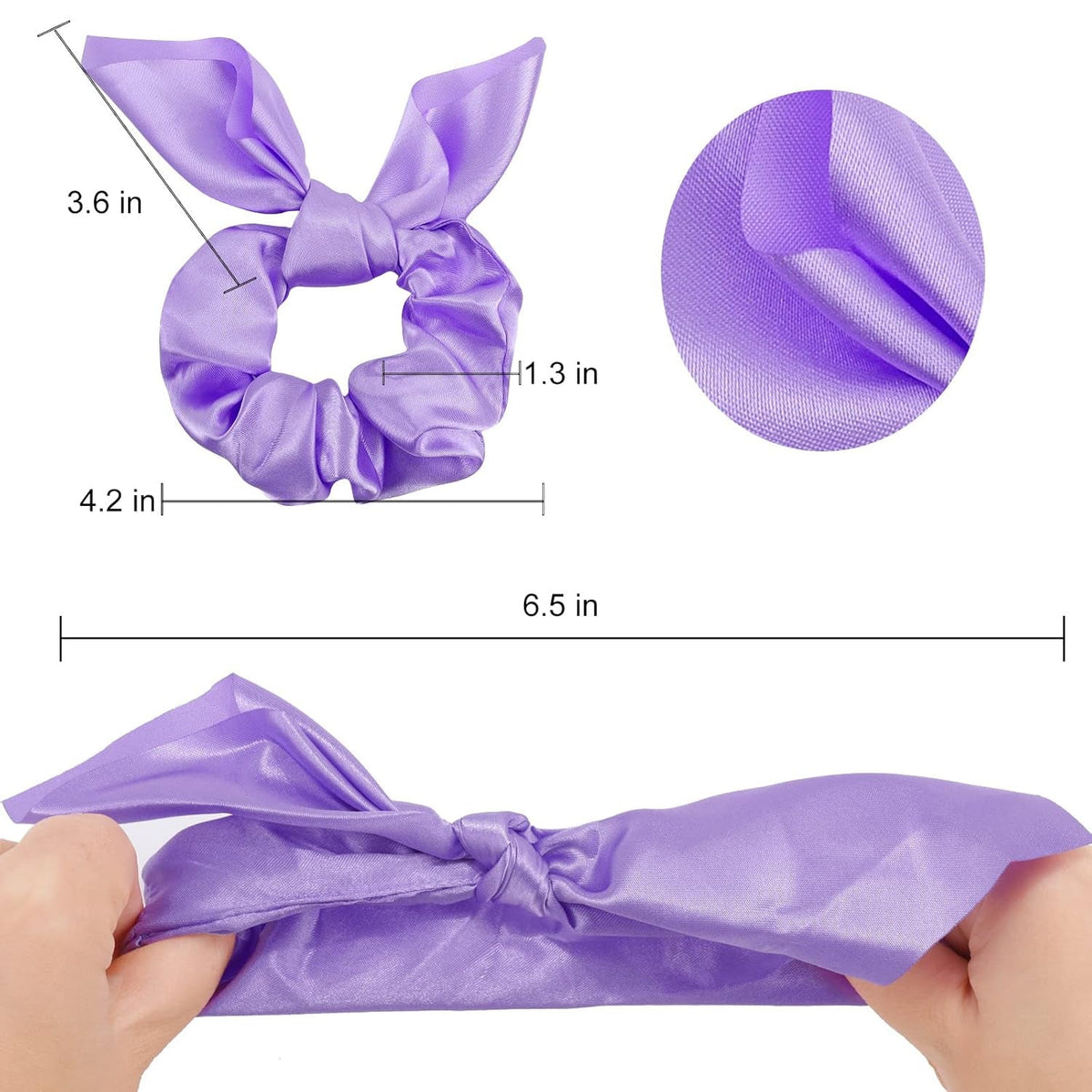 20 Pack Purple Scrunchies for Women - Satin Silk Hair Ties with Bow for Thick Hair, Cute Ponytail Holders and Ribbon Accessories