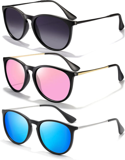Sunglasses Womens Men Polarized UV Protection Trendy Vintage Retro round Mirrored Lens Sunglasses for Women