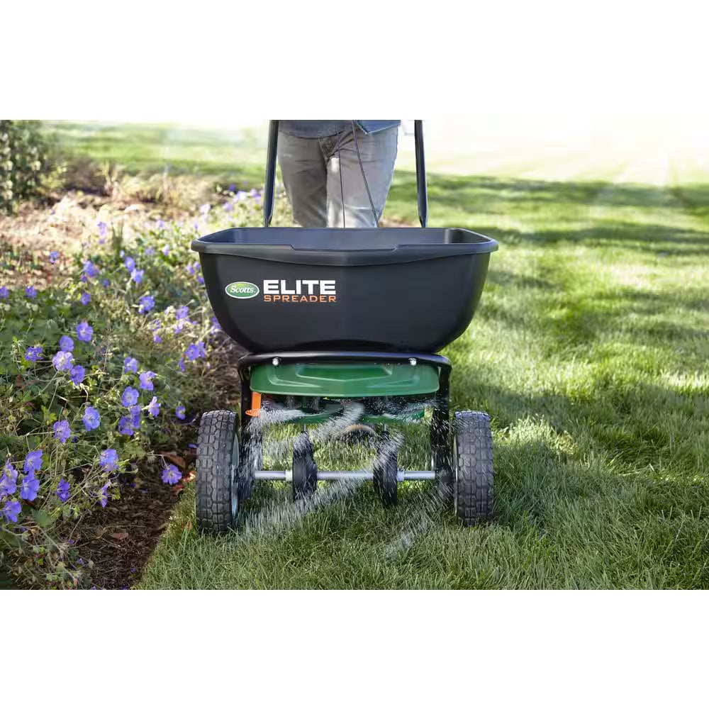 Elite Spreader Holds up to 20,000 Sq. Ft. of Product, Push Spreader for Grass Seed, Fertilizer, Salt and Ice Melt