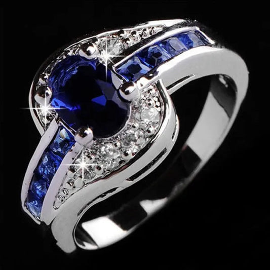 Blue Sapphire Women Men Engagement Rings Jewelry Size 7.8.9 10