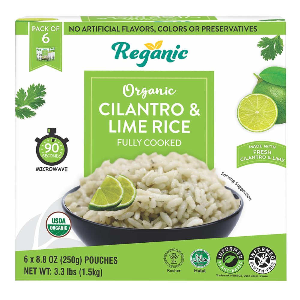 Cilantro & Lime Organic Heat & Eat Microwaveable Rice, 8.8 Ounce (Pack of 6) Heat and Eat | Flavor Rice | USDA Certified Organic, Gmo-Free | Fresh Ingrediants | Side Dish