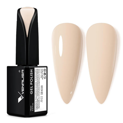 VENALISA 15ml Gel Nail Polish, Pure White Color Soak Off UV LED Nail Gel Polish Nail Art Starter Manicure Salon DIY at Home, 0.53 OZ
