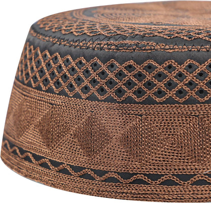 Muslim Prayer Kufi Hat for Men Boys Islamic Beanie Skull Cap Prayer Headwear Embroidery Kofia Topi Sun Hat Ramadan Eid Gift
