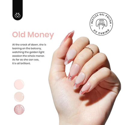 Nail Set 6 Colors, Pink Champagne Glitter Gel Nail Kit Old Money Collection Nude Pink Cream Color Soak Off UV LED Manicure Kit for Women Girls