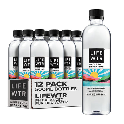 Premium Purified Water Ph Balanced with Electrolytes, 100% Recycled Plastic Bottles, 16.9 Fl Oz Bottles, 500Ml (Pack of 12)