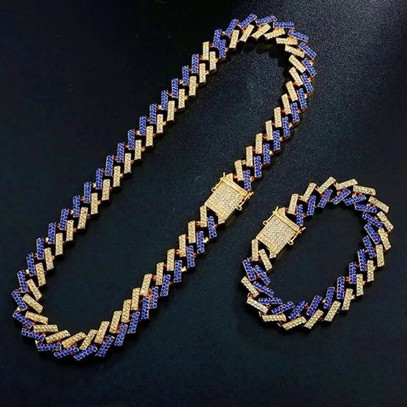 Iced Out Cuban Link Chain Necklace Chain Hip Hop Jewelry Choker Gold Silver Chain for Men Rapper Necklaces Bracelet 8-30 Inch