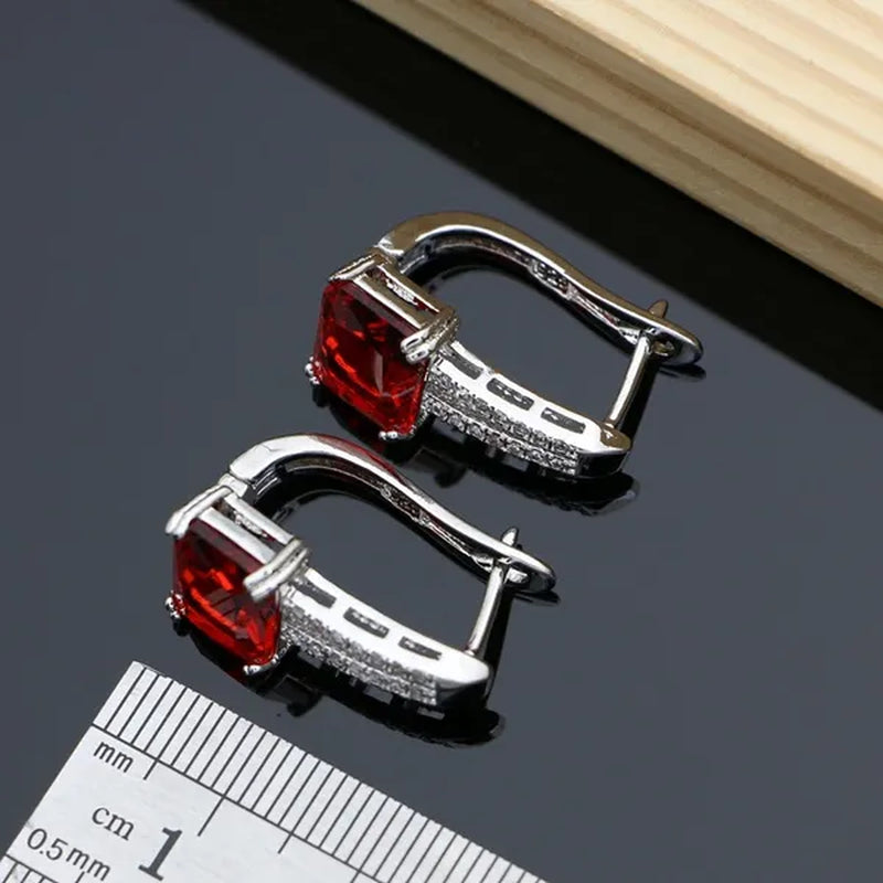 6 Colors Choice Gemstone Beads 925 Silver Jewelry Sets Sapphire Garnet Emerald Topaz Ruby Jewelry Set for Women