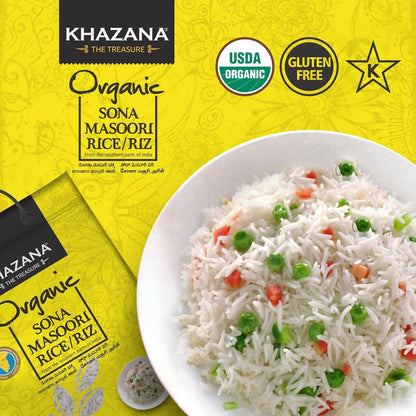 Organic Sona Masoori Rice by  in 10 Lb Bag - Aromatic and Flavorful Indian Grain - Non-Gmo, Gluten Free, Kosher, Cholesterol Free