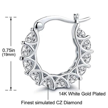 Exquisite Cubic Zirconia Hoop Earrings for Women Elegant Bridal Wedding Gold Earrings Jewelry Gift