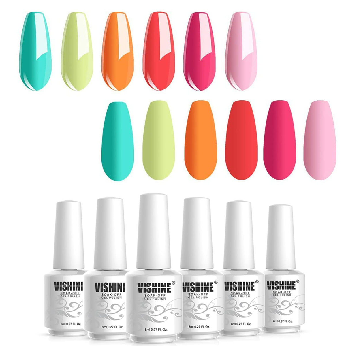 Gel Nail Polish Set Treding Summer Gel Polish Kit - Bright Colors Collection - UV LED Nail Gel Required, 8ml Bottle Nail Art