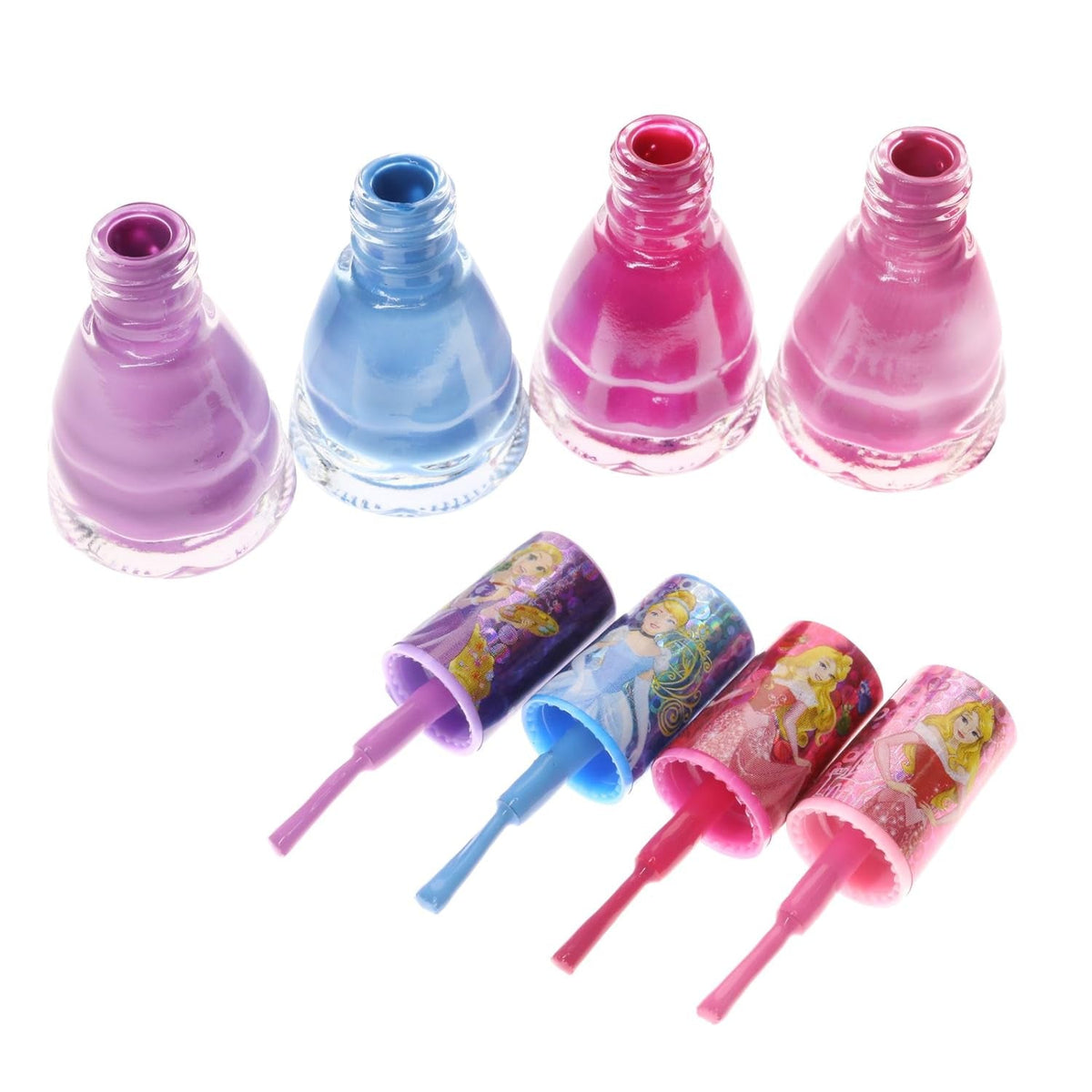 Disney Princesses Super Sparkly Peel-Off Nail Polish Deluxe Present Set for Girls, 18 Colors