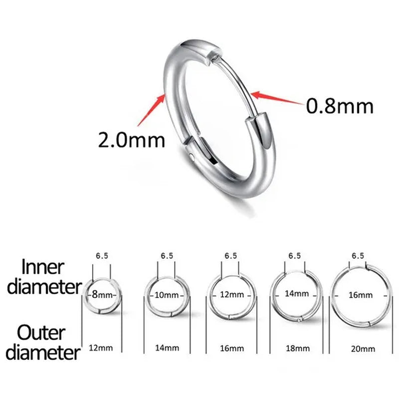 1 Pair Women/Men Stainless Steel Gold Silver Color Small Hoops Earring Piercing Ear Cartilage Tragus Simple Thin Circle Anti-allergic Ear Buckle Earring