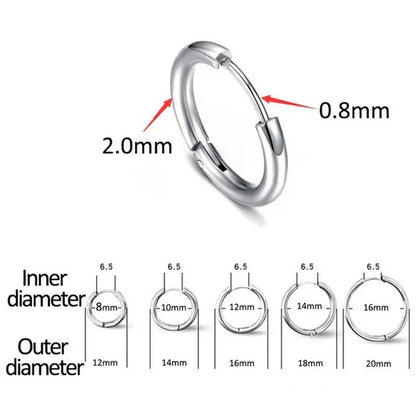 1 Pair Women/Men Stainless Steel Gold Silver Color Small Hoops Earring Piercing Ear Cartilage Tragus Simple Thin Circle Anti-allergic Ear Buckle Earring