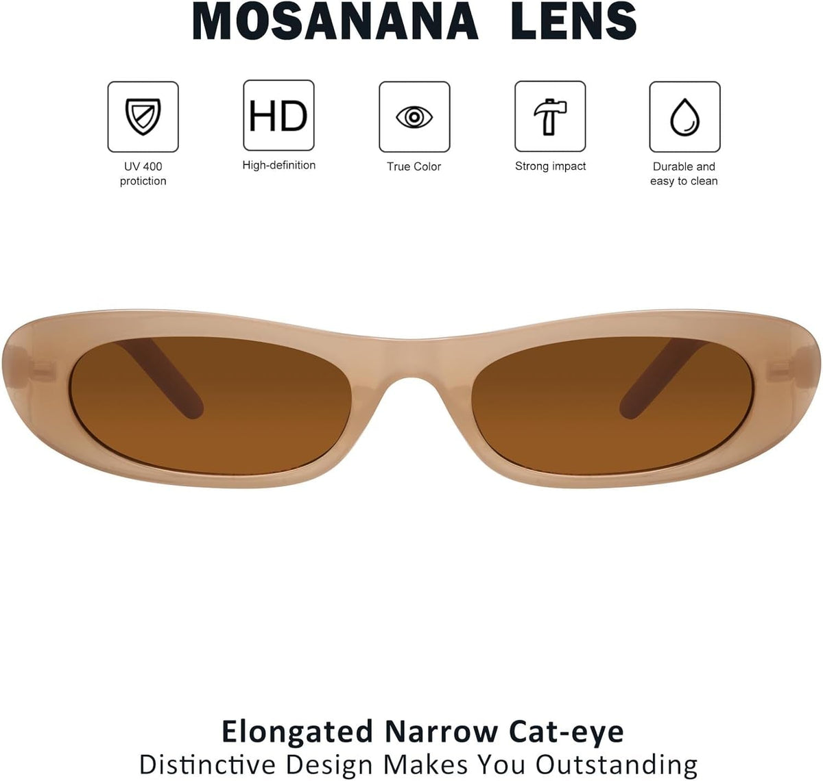Elongated Narrow Cat Eye Sunglasses for Women MS52357