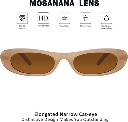 Elongated Narrow Cat Eye Sunglasses for Women MS52357
