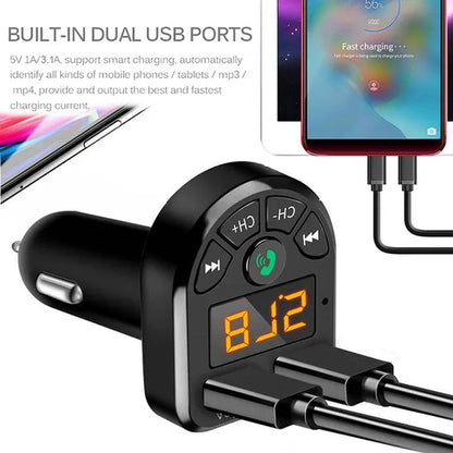 Bluetooth 5.0 FM Transmitter Car Kit MP3 Modulator Player Wireless Handsfree Audio Receiver Dual USB Fast Charger 3.1A