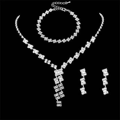 Women's Jewelry Set Rhinestone Crystal Bride Statement Choker Necklace Tiara Crown Link Bangle Bracelet Teardrop Dangle Earrings Set for Wedding Party Silver Plated White Crystal Necklace Earrings Bracelet