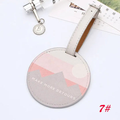 Air Plane Pattern Travel Luggage Bag Tags Handbag ID Tag Name Card Holder with Key Ring （Shape: Round）