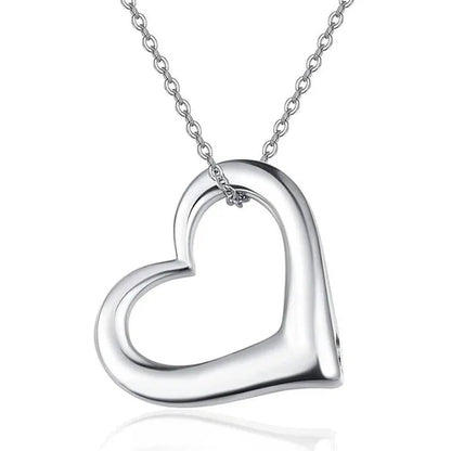 Fashion 925 Sterling Silver Heart Pendant Necklace for Women Wedding Jewelry