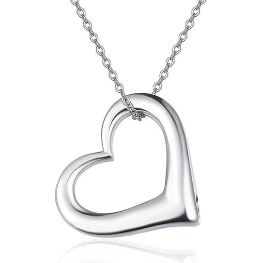 Fashion 925 Sterling Silver Heart Pendant Necklace for Women Wedding Jewelry