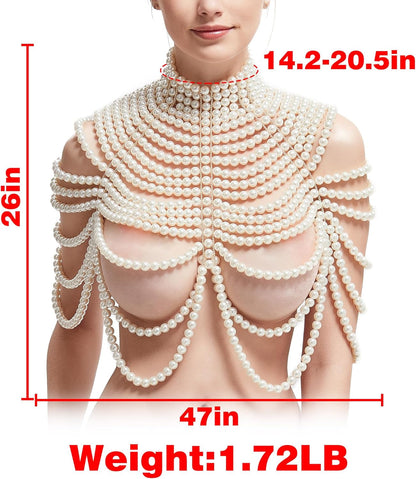 Pearl Body Chain Bra - Fashion Shoulder Necklaces Bra Chain Body Jewelry