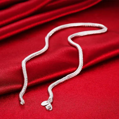 Men Women Snake Chain Necklace 925 Sterling Silver 1MM/2MM/3MM/4MM Thick Silver Necklaces Fashion Wedding Party Exquisite Jewelry(8-30Inch)