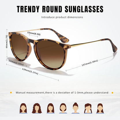 Polarized Sunglasses for Women Men - Trendy 2024 Vintage Classic Retro Round Mirrored Lens Designer Style