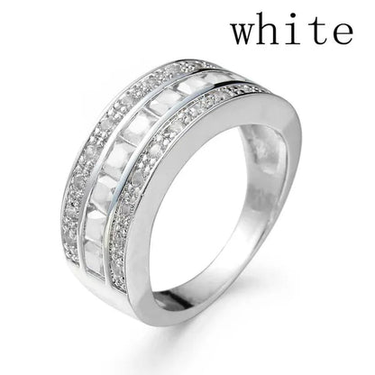 Fashion Men's Ruby CZ 925 Silver Plated Gem Ring Band Gift Size 7-11  (Choice Color and Size )