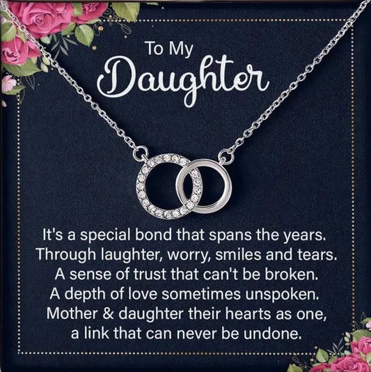 To My Daughter 925 Sterling Silver Cubic Zirconia Perfect Pair Necklace Message Card Gifts Daughter Necklace Daughter Gifts