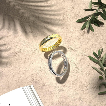 14K Gold Plated Inlaid round CZ Diamond Wedding Band Statement Ring for Men and Women