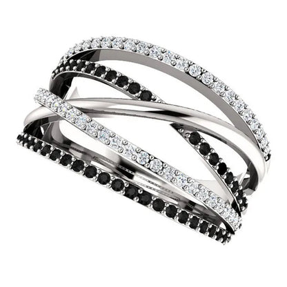 Natural Black Sapphire Diamond Ring Anniversary Gift Engagement Wedding Rings Jewelry Gift for Women Ladies Size 5 6 7 8 9 10