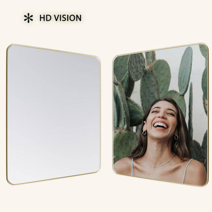 30 In. W X 36 In. H Rectangular Aluminum Framed Wall Mount Bathroom Vanity Mirror in Gold