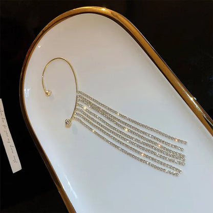 1Pc New Sparkling Diamond Tassel Ear Cuff Dangle Tassel Ear Cuff Earrings without Pierced
