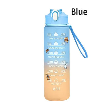 Water Bottle With Time Marker & Straw, 900ML/2000ML Large Capacity Motivational Leakproof Plastic Water Jug For Fitness Gym School Outdoor Travel Work Camping Hiking Hunting Fishing To Ensure You Drink Enough Water Daily