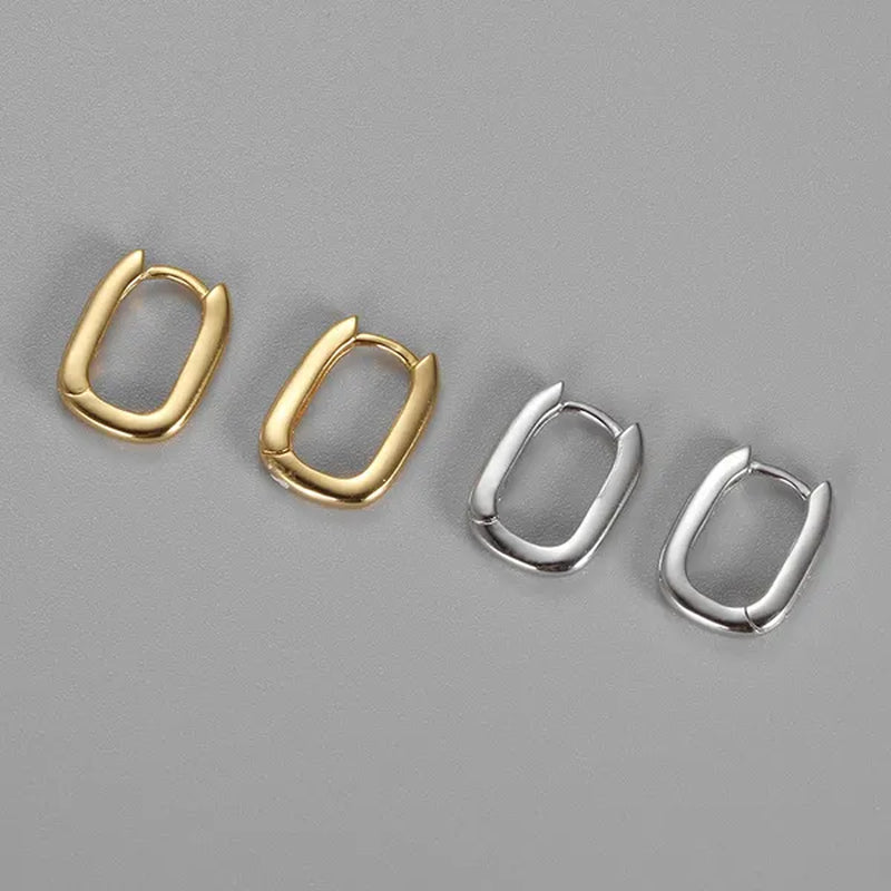 Small Gold Plated Oval Hoop Earrings Hypoallergenic Gold Huggie Earrings for Women, Silver Gold U Shaped Small Hoop Earrings