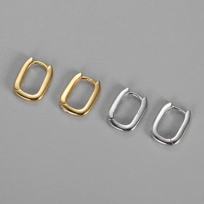Small Gold Plated Oval Hoop Earrings Hypoallergenic Gold Huggie Earrings for Women, Silver Gold U Shaped Small Hoop Earrings