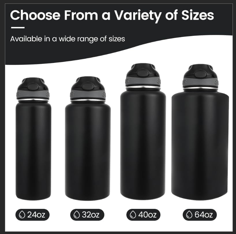 '-32 Oz, Insulated Water Bottle with Straw and Carry Handle, Leakproof Lockable Lid with Soft Silicone Spout, One-Hand Operation, Double Walled Vacuum Stainless Steel (32 Oz, Dark Rainbow)