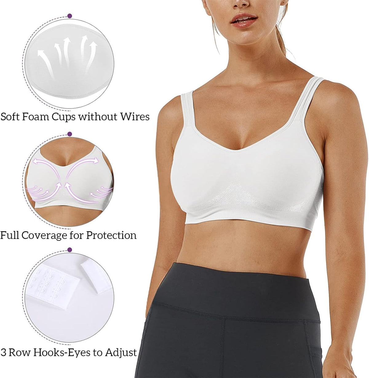Women'S Wirefree Bras Seamless Full Coverage plus Size Sports Bra for Sleeping Yoga Workout Everyday Wear Bralette