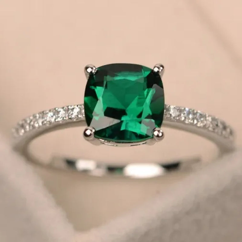 Luxuriant noble Sapphire /Peacock blue/Emerald /Aquamarine Ring  Silver Jewelry  Engagement ring