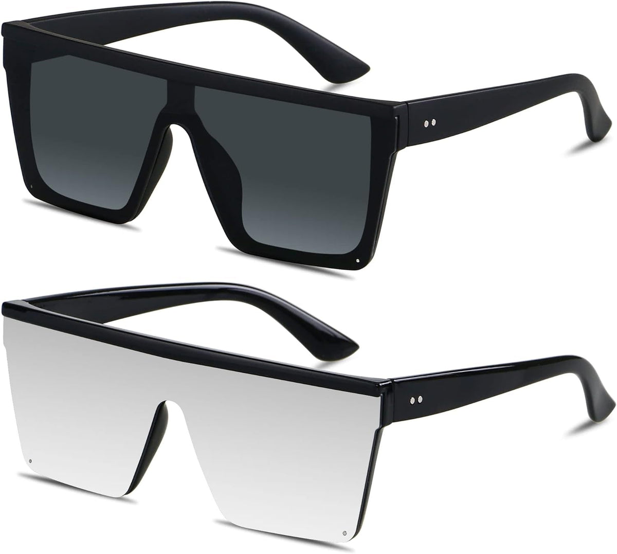 Square Oversized Sunglasses for Women Men Big Flat Top Fashion Shield Large UV Protection Rimless Shades