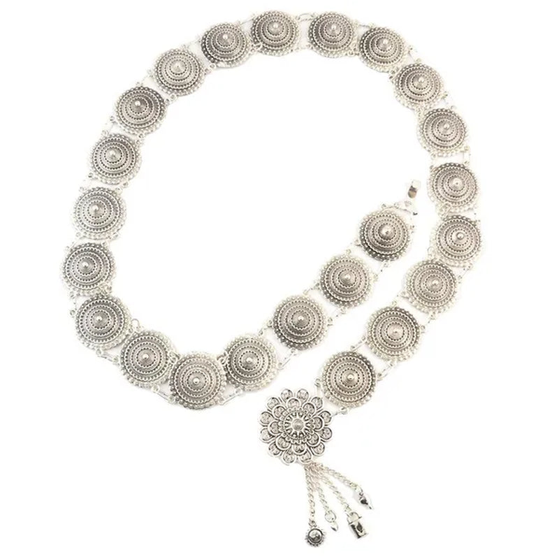 Vintage Silver Waist Chain Bells Metal Tassel  Belly Chain  Charm Belt Chains Body Jewelry