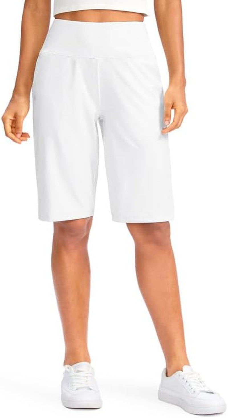 Women'S 12" Bermuda Long Shorts with Pockets High Waisted Stretch Knee Length Shorts for Women Summer Walking
