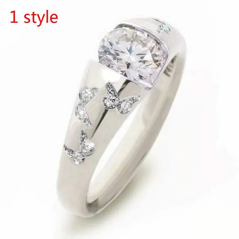 Latest Creative Lady Fashion Fresh Butterfly Ring  Elegant Temptation Princess Engagement Wedding Ring Anniversary Gift Birthday Party Jewelry Size US5-11 (6 colors)