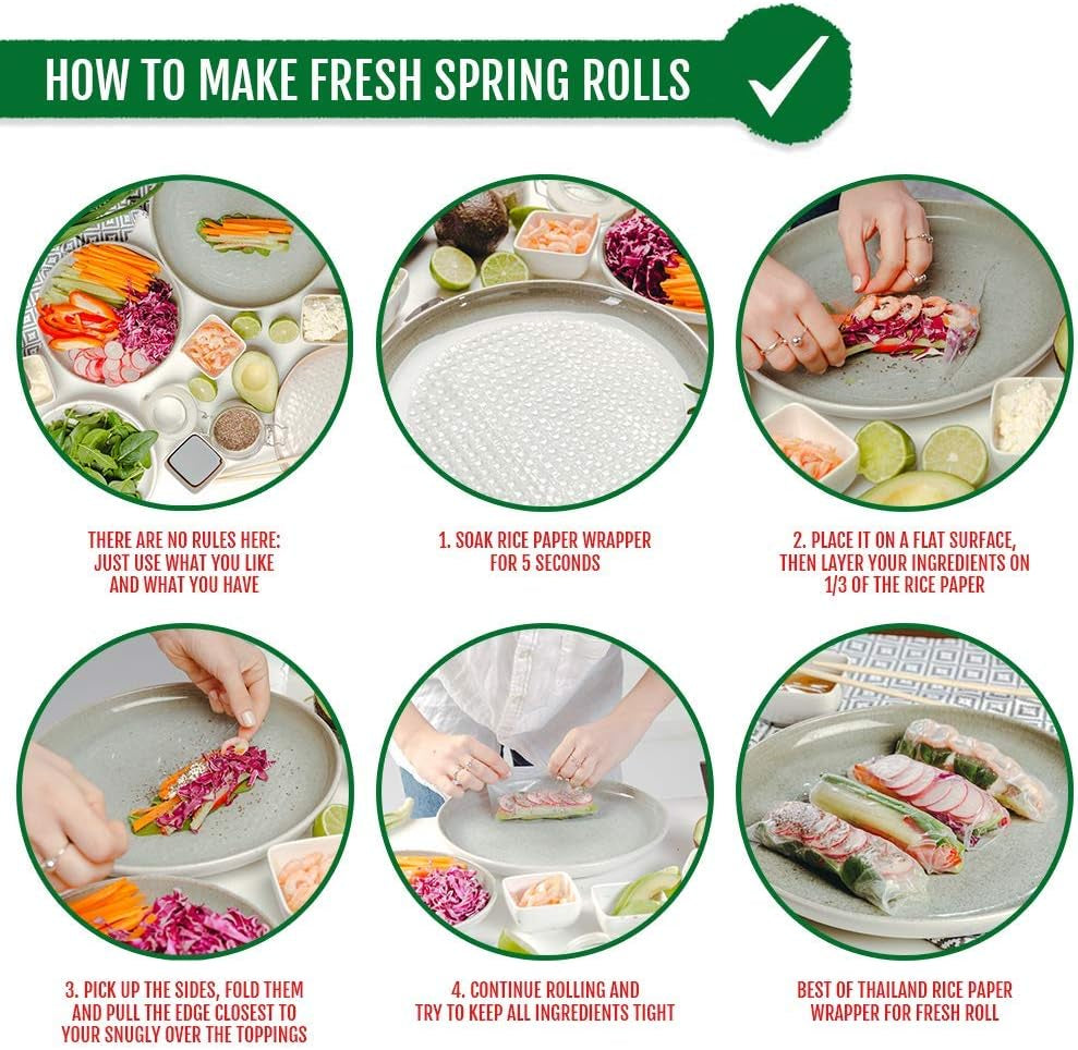 [Round] White Rice Paper Wraps 3 Pack | Perfect for Fresh Spring Rolls & Dumplings | Non-Gmo, Gluten-Free, Vegan & Paleo | Kosher for Passover Kitniyot