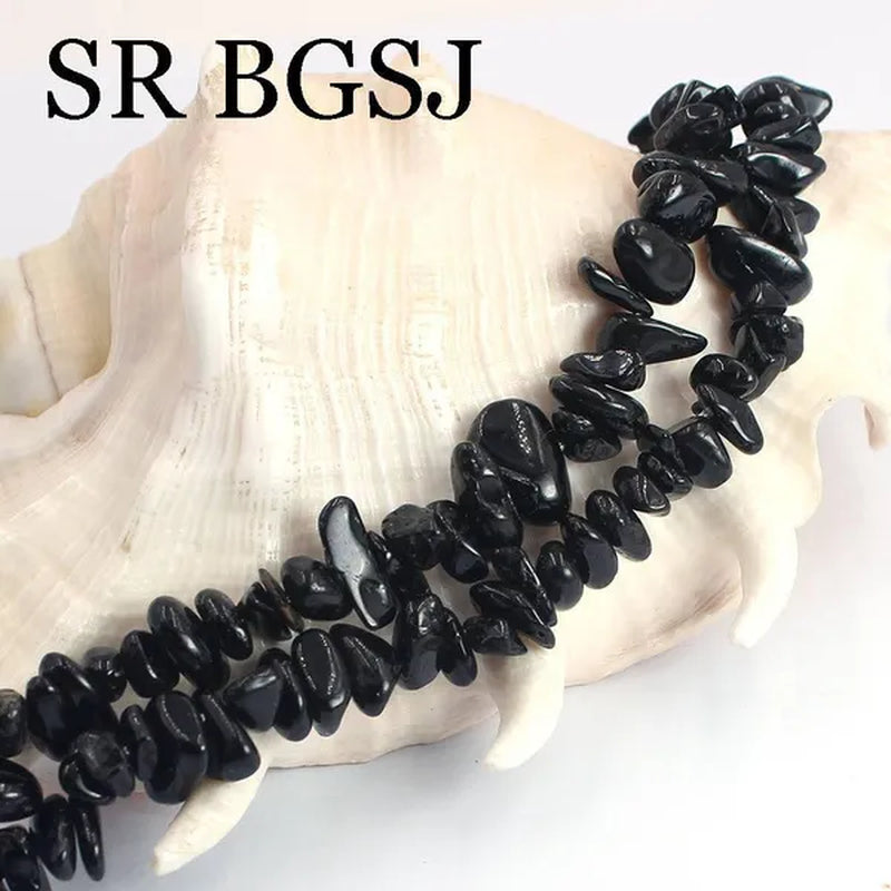 Gift Packed 6-8mm Natural Black Tourmaline Gems Chips Stone For Women Bohemian Chokers Necklace 18inch