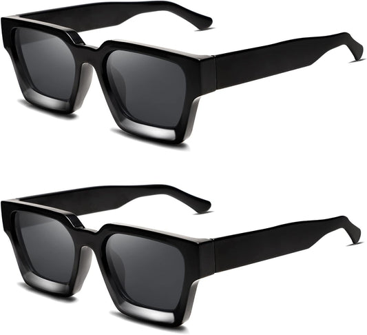 Thick Square Sunglasses for Men Women Retro Chunky Rectangle Shades UV400 Protection VL9731
