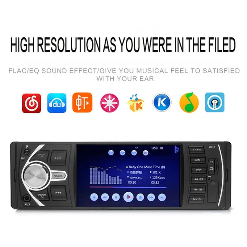 Podofo 4.1'' Car Radio 1Din Audio Stereo FM Bluetooth Steering Wheel Remote Control Car Player