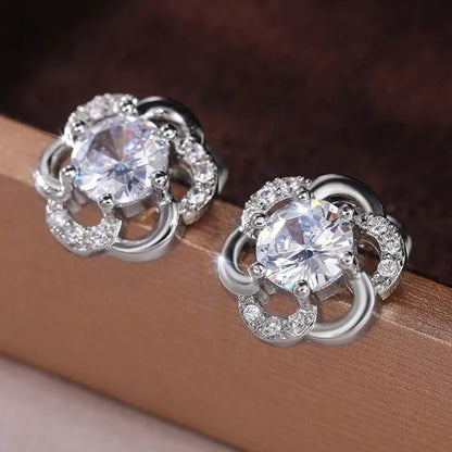 Fashion Diamond Flower Stud Earrings for Women Jewelry